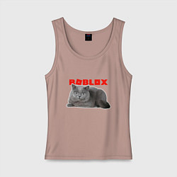 Майка женская хлопок Кот roblox, цвет: пыльно-розовый