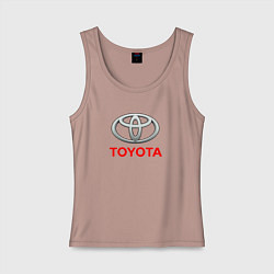 Майка женская хлопок Toyota sport auto brend, цвет: пыльно-розовый