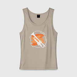 Майка женская хлопок Джазовая труба, цвет: миндальный