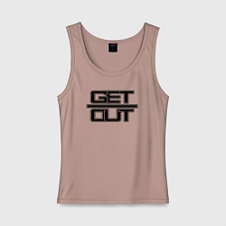 Майка женская хлопок Get out black, цвет: пыльно-розовый