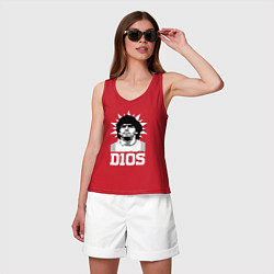 Майка женская хлопок Dios Diego Maradona, цвет: красный — фото 2