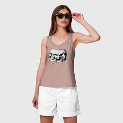 Майка женская хлопок Маски эмоций, цвет: пыльно-розовый — фото 2