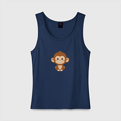 Майка женская хлопок Веселая мартышка, цвет: тёмно-синий