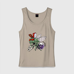 Майка женская хлопок Мух убийца, цвет: миндальный