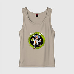 Майка женская хлопок Безумный ученый, цвет: миндальный