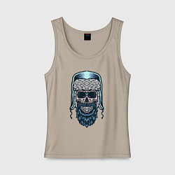 Майка женская хлопок Череп в шапке, цвет: миндальный