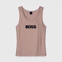 Майка женская хлопок Boss по английски, цвет: пыльно-розовый