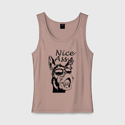 Майка женская хлопок Donkey - красивая задница, цвет: пыльно-розовый
