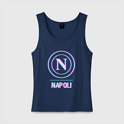 Майка женская хлопок Napoli FC в стиле glitch, цвет: тёмно-синий