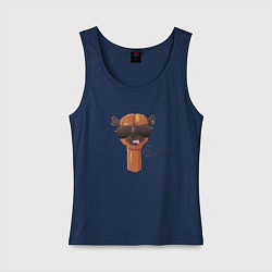 Майка женская хлопок Альпака в очках, цвет: тёмно-синий