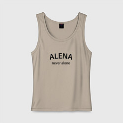 Майка женская хлопок Alena never alone - motto, цвет: миндальный