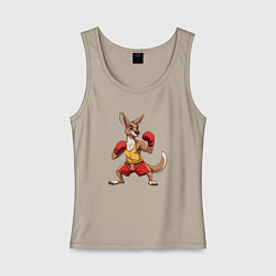 Майка женская хлопок Кенгуру боксёр в перчатках, цвет: миндальный