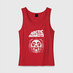 Майка женская хлопок Arctic Monkeys rock panda, цвет: красный