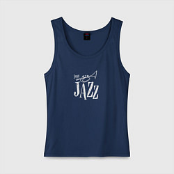 Майка женская хлопок Just jazz in white, цвет: тёмно-синий