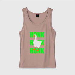 Майка женская хлопок Untitled goose game green, цвет: пыльно-розовый