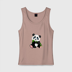 Майка женская хлопок Красивый медведь панда, цвет: пыльно-розовый