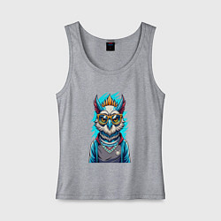 Майка женская хлопок Современная сова, цвет: меланж