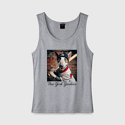 Майка женская хлопок Bull terrier - New York yankees baseball team, цвет: меланж