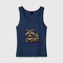 Майка женская хлопок Енот полосатый, цвет: тёмно-синий