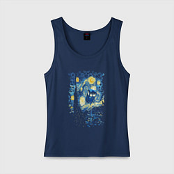 Майка женская хлопок Ван Гог - Доктор кто тардис, цвет: тёмно-синий