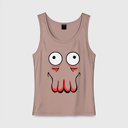 Майка женская хлопок John Zoidberg Face, цвет: пыльно-розовый