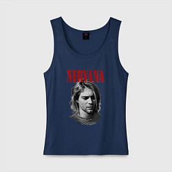 Майка женская хлопок Nirvana kurt donald cobain, цвет: тёмно-синий