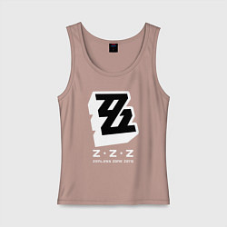 Майка женская хлопок Zenless zone zero лого, цвет: пыльно-розовый