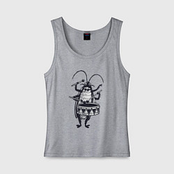 Майка женская хлопок Таракан барабанщик, цвет: меланж