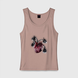 Майка женская хлопок Увядшее сердце, цвет: пыльно-розовый