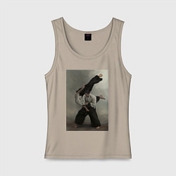 Майка женская хлопок Айкидо бросок, цвет: миндальный