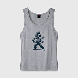 Майка женская хлопок Пудель играет на гитаре укулеле, цвет: меланж