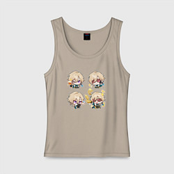 Майка женская хлопок Авантюрин стикеры, цвет: миндальный