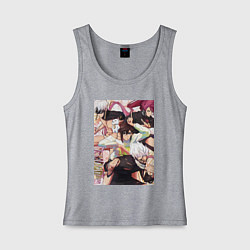 Майка женская хлопок Дандадан: Момо Аясэ, цвет: меланж