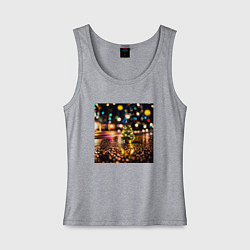 Майка женская хлопок Новогодняя маленькая ёлочка, цвет: меланж