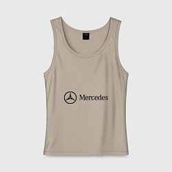 Майка женская хлопок Mercedes Logo, цвет: миндальный