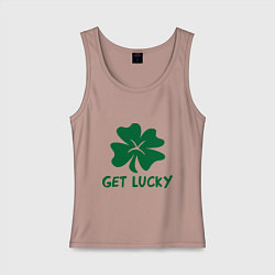 Майка женская хлопок Get lucky, цвет: пыльно-розовый