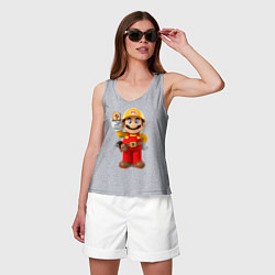 Майка женская хлопок Super Mario, цвет: меланж — фото 2