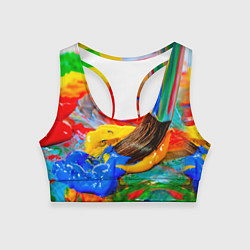 Топик спортивный женский Краски, цвет: 3D-принт