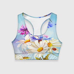 Топик спортивный женский Flowers, цвет: 3D-принт