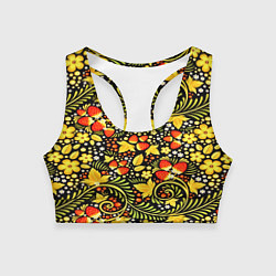 Топик спортивный женский Khokhloma pattern, цвет: 3D-принт