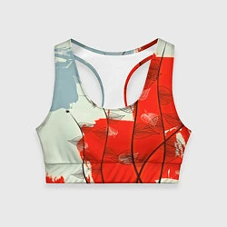 Топик спортивный женский Осенний pattern, цвет: 3D-принт
