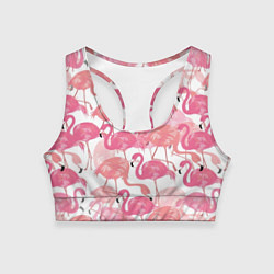 Топик спортивный женский Рай фламинго, цвет: 3D-принт