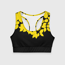 Топик спортивный женский Желтые Листья - Минимализм, цвет: 3D-принт