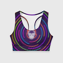 Женский спортивный топ Неон череп с линиями