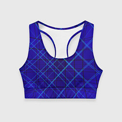 Топик спортивный женский Сине-черная геометрия 3D, цвет: 3D-принт