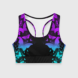 Женский спортивный топ Бабочки в неоне