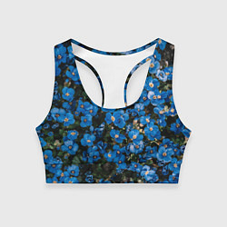 Топик спортивный женский Поле синих цветов фиалки лето, цвет: 3D-принт