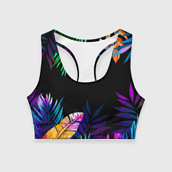 Топик спортивный женский Тропическая Ночь, цвет: 3D-принт