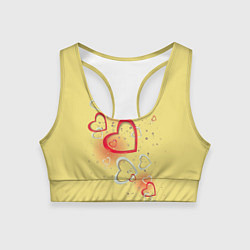 Топик спортивный женский Сердечки в лимонаде, цвет: 3D-принт