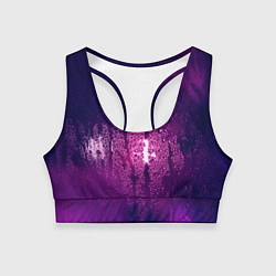 Топик спортивный женский Стекло дождь фиолетовый, цвет: 3D-принт